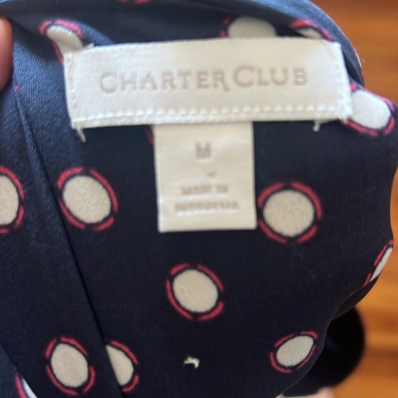Charter Club Navy Blue and White Polka Dot Fit and A-line Midi Dress Size M - Picture 6 of 7